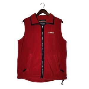 Vintage Abercrombie Fitch Fleece Vest Men XL Full Zip Red Gorpcore 90s‎ Y2K
